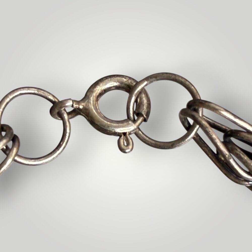 Vintage Sterling Silver 925 Fancy Open Link Bracelet 7.5” 6.4g - Picture 6 of 9